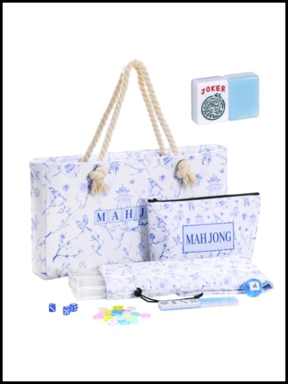 American Mahjong Set 166 Engraved Tiles Bag Racks Pushers Beginners Tile Game